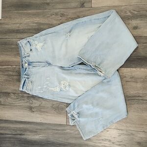 Fashion Nova Light Blue Wide Legs Distress Jeans Size 3